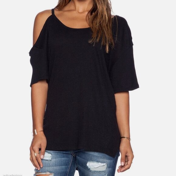 Free People Rib After Party Tee in Black - Picture 1 of 4